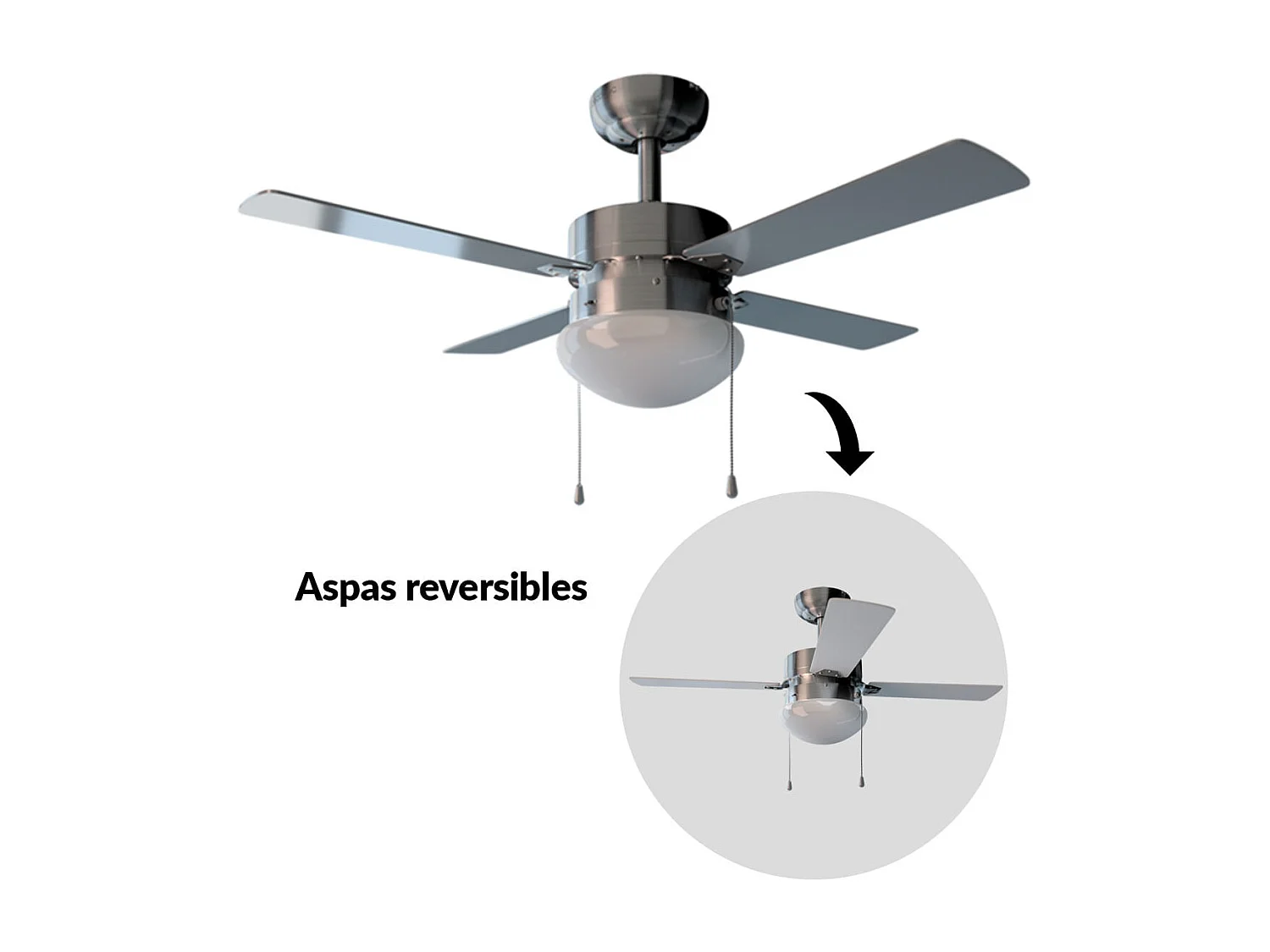 Ventilador de techo Cecotec EnergySilence Aero 450 50W 4 aspas reversibles blanco/gris