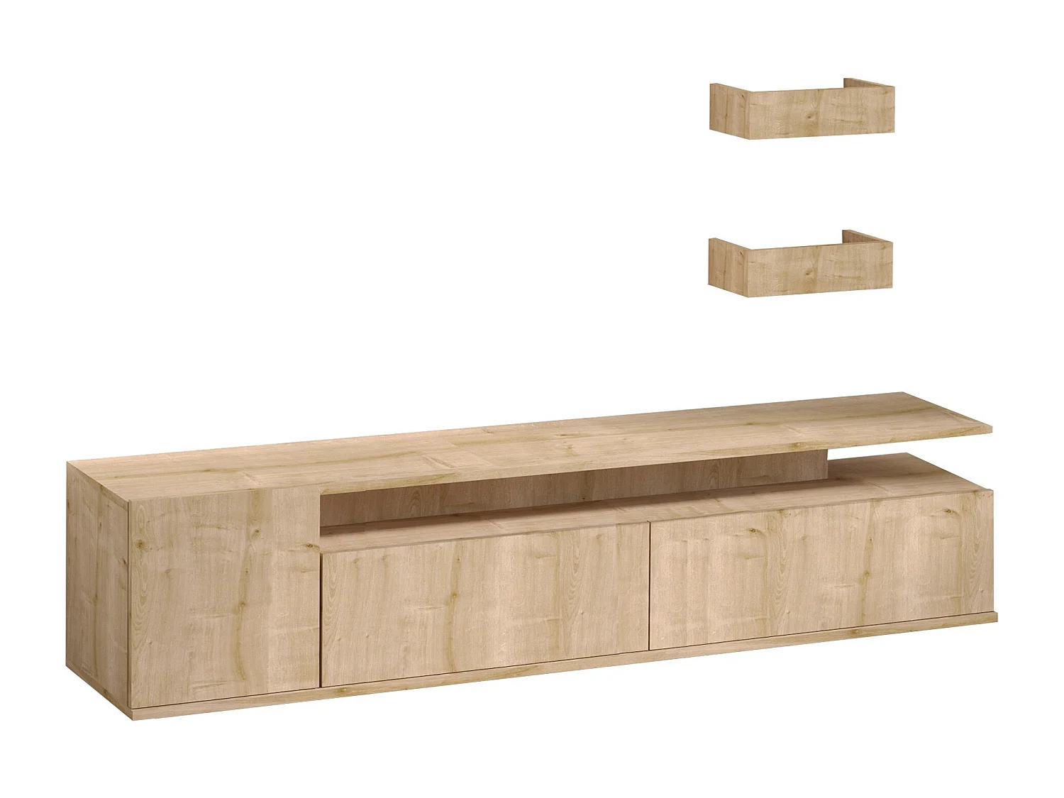 Meuble TV en bois "Alika" - 180 x 35 x 45 cm - Chêne