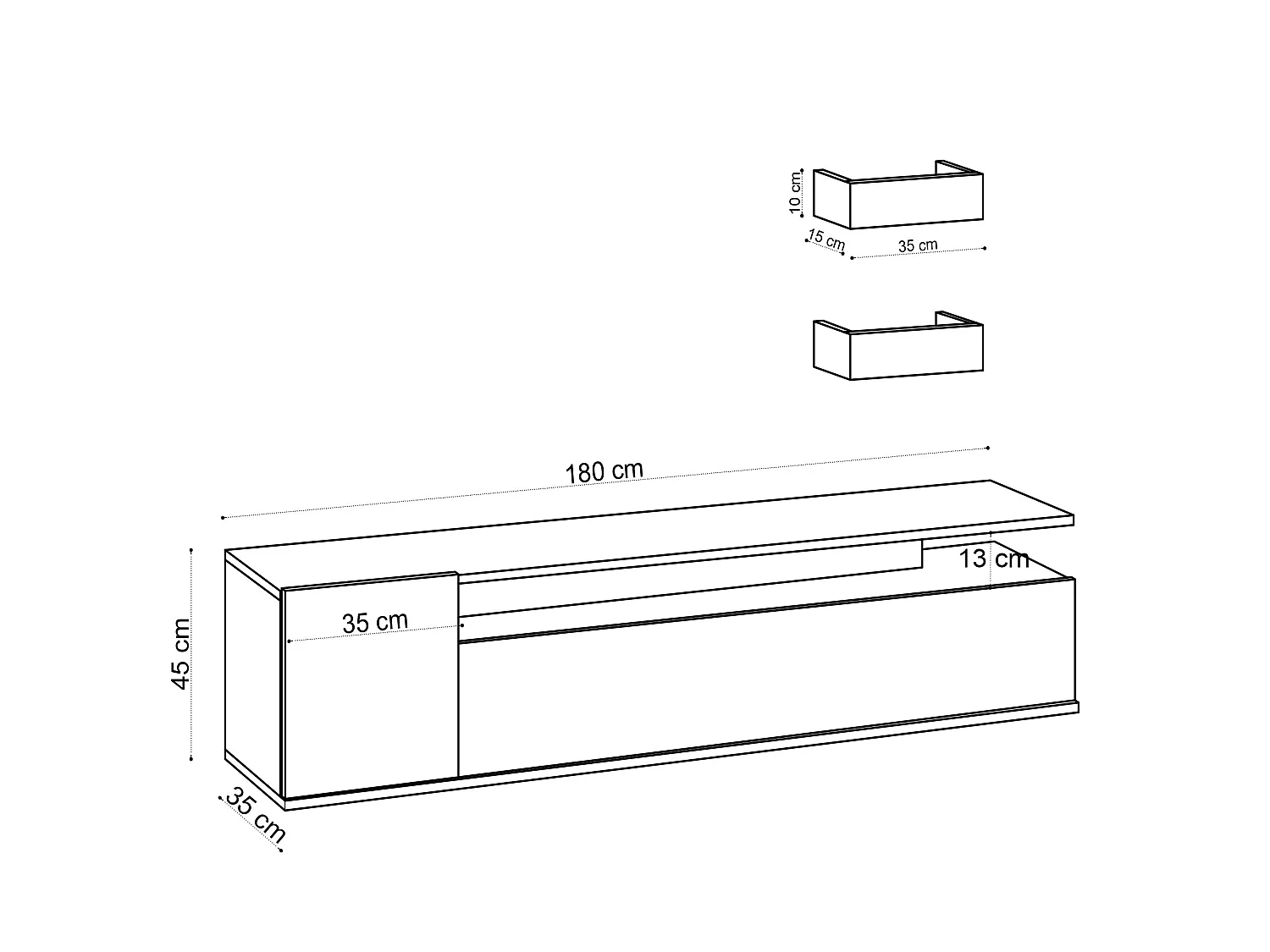 Szafka RTV z drewna dębowego "Alika" 180x35x45 cm z 3 drzwiami i 3 półkami – nowoczesny design i praktyczne przechowywanie