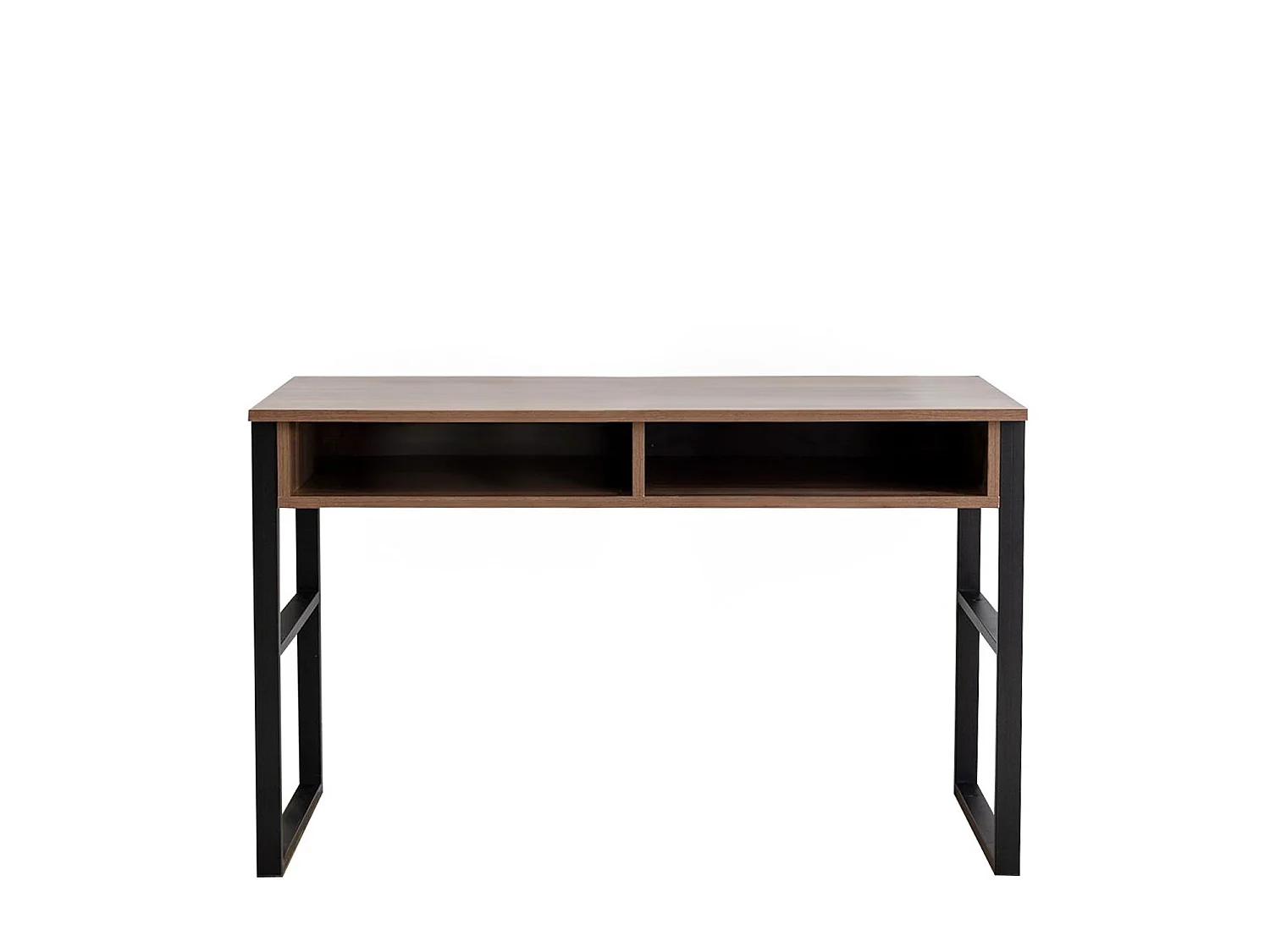 Biurko drewniane Nove 120x60x75 cm z orzecha z 2 półkami, stały design i wbudowane przechowywanie