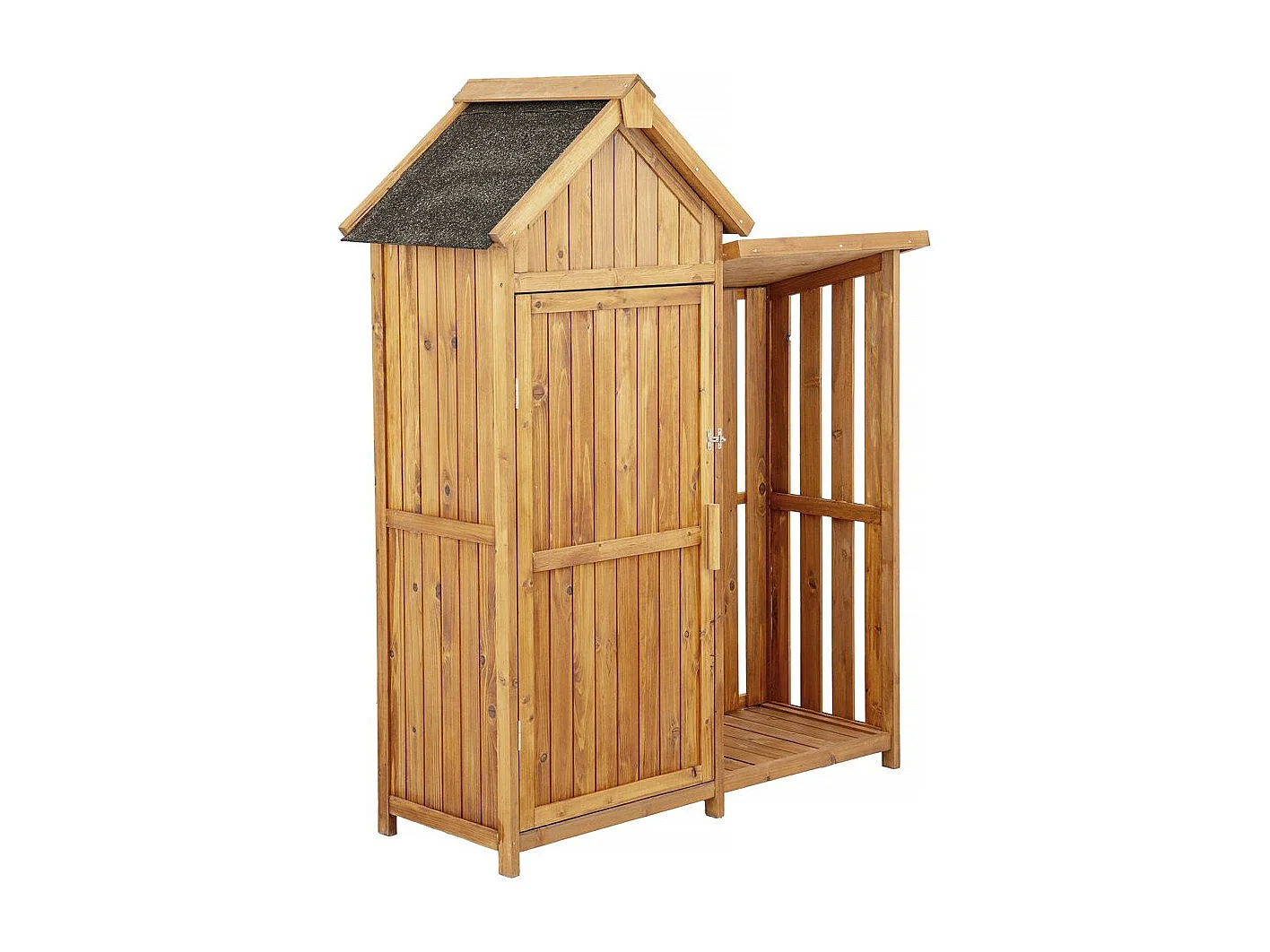 Armoire de jardin en bois avec range-bûches "Noé" - 136 x 57 x 170 cm - Marron