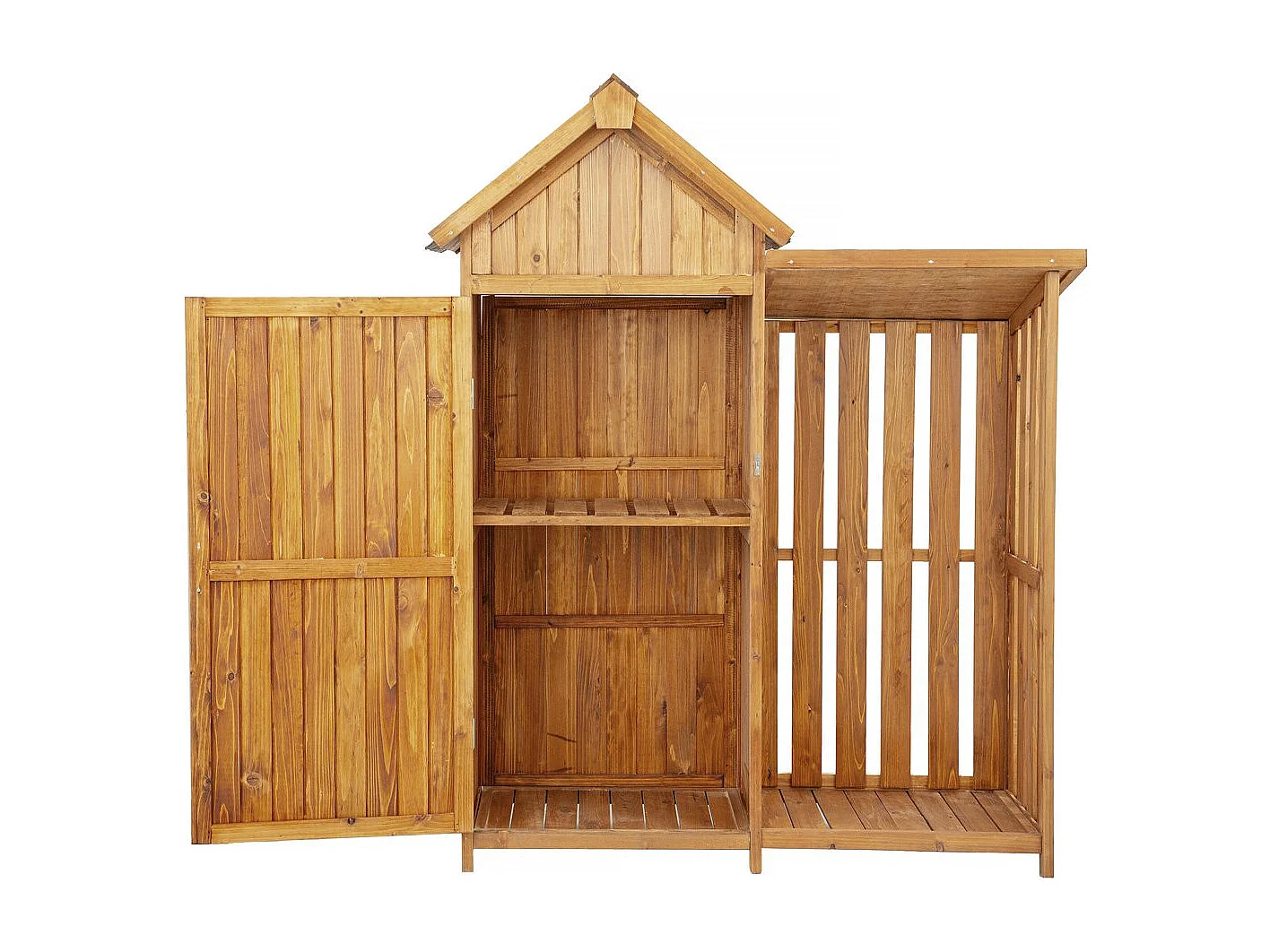 Armoire de jardin en bois avec range-bûches "Noé" - 136 x 57 x 170 cm - Marron