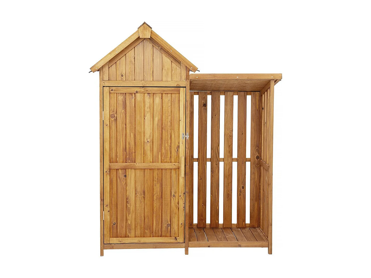 Armoire de jardin en bois avec range-bûches "Noé" - 136 x 57 x 170 cm - Marron