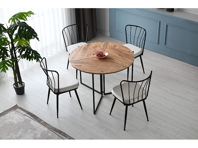 Table à manger en bois "Yaprak" - 100 x 100 x 72 cm - Pin atlantique