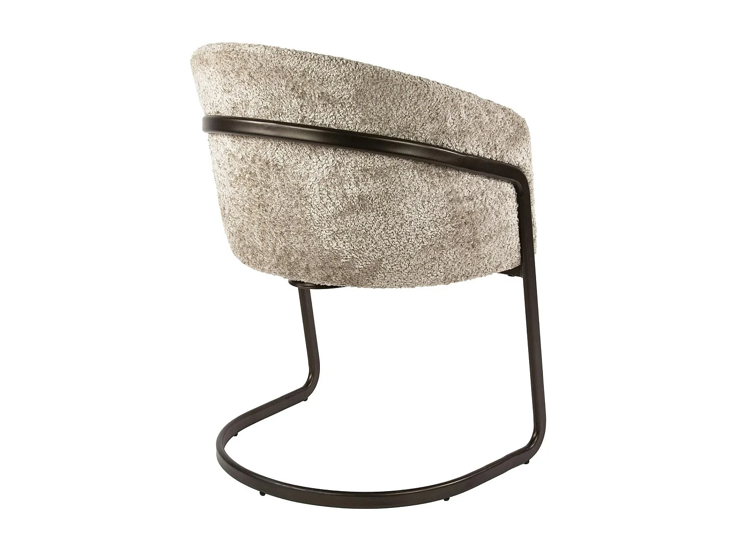 Fauteuil de table beige bouclette pied luge bronze (lot de 2) ASCOLI