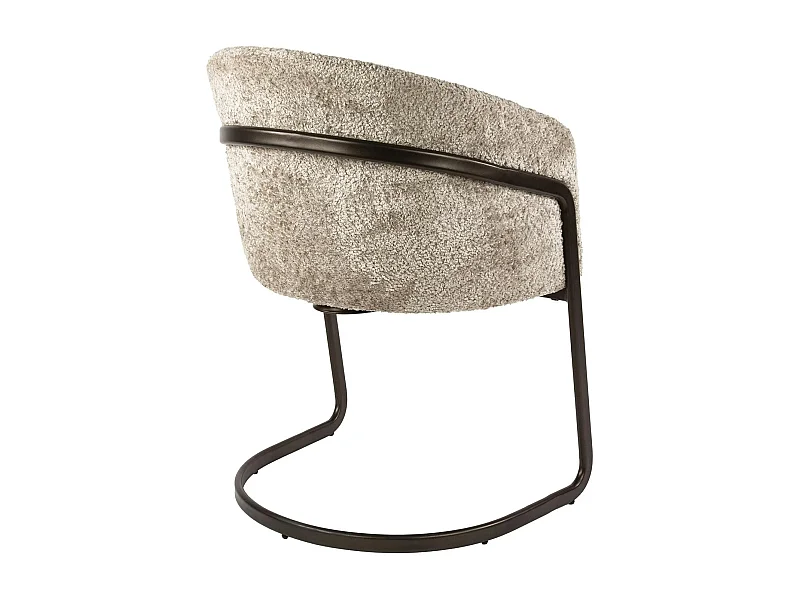 Fauteuil de table beige bouclette pied luge bronze (lot de 2) ASCOLI