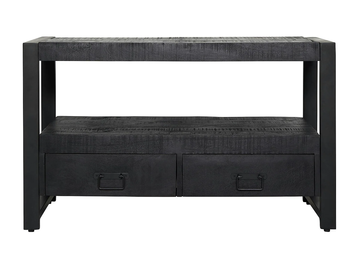 Petit meuble TV bois noir 2 tiroirs MILORA