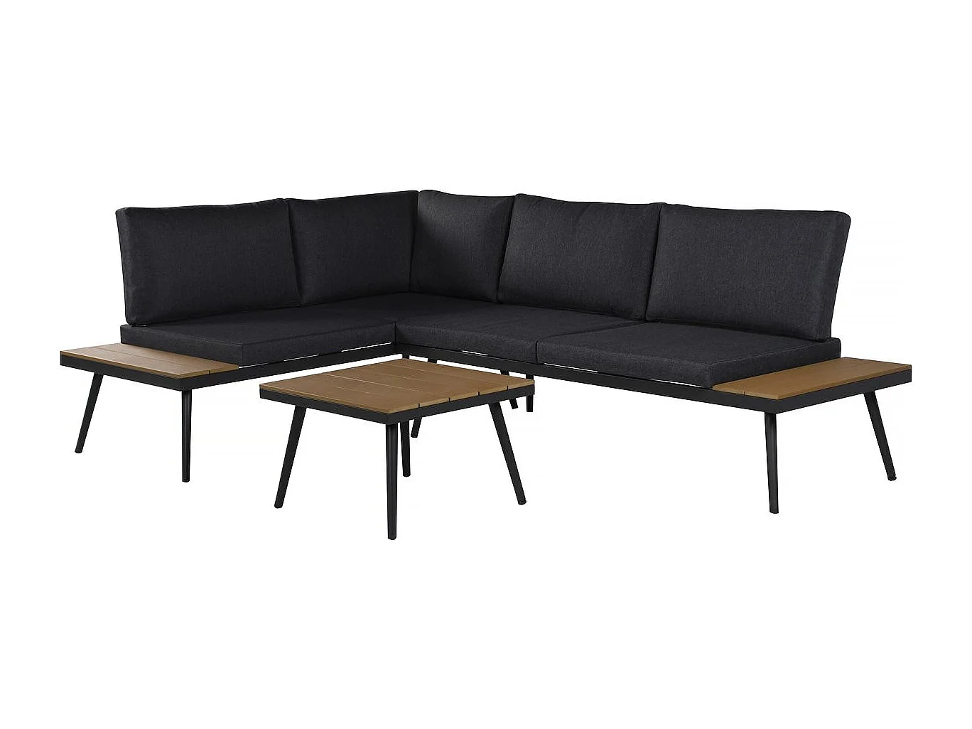 Sofá esquinero "Mira" muebles de jardín - imitación madera - 4 plazas - Gris