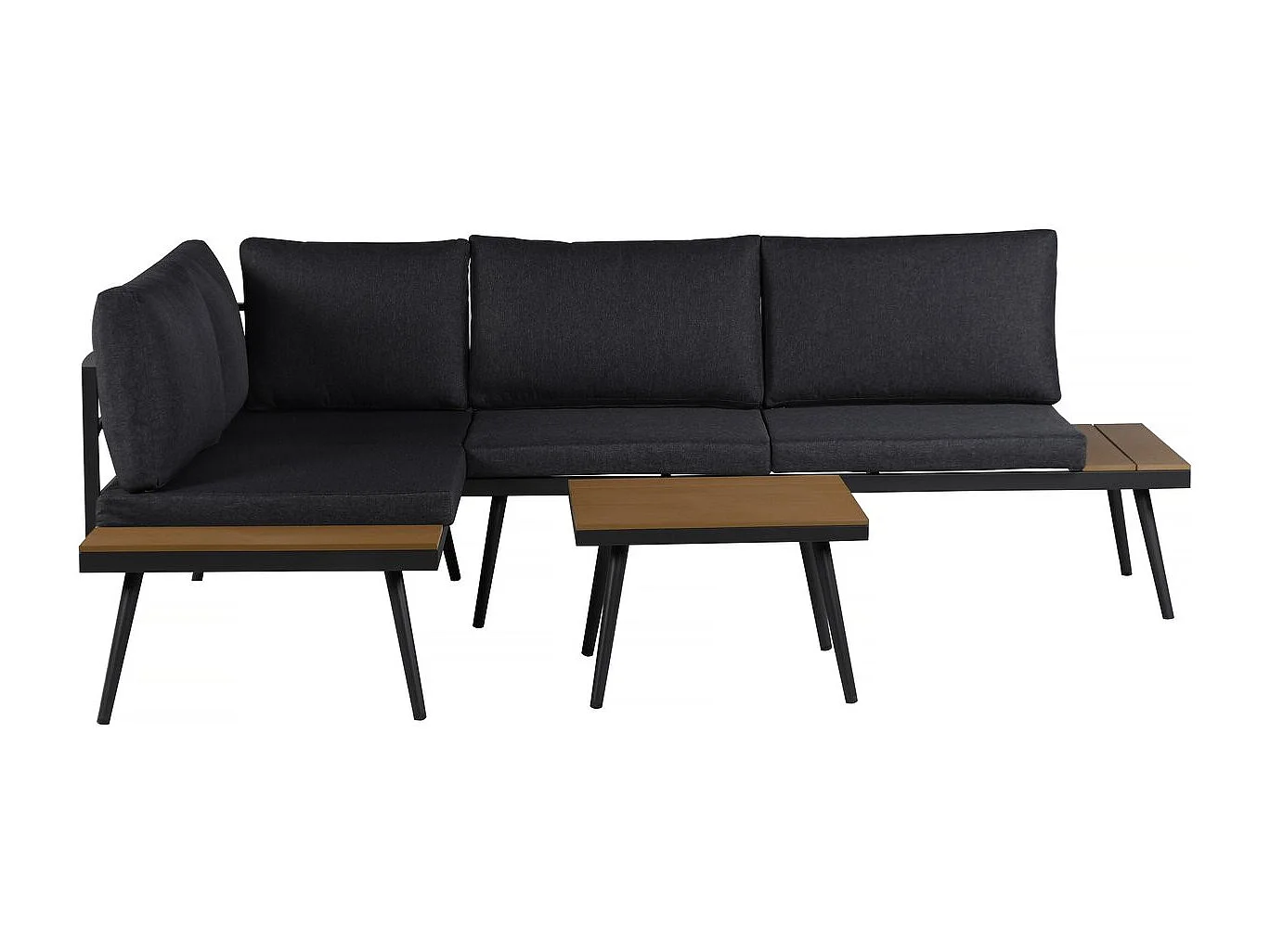 Sofá esquinero "Mira" muebles de jardín - imitación madera - 4 plazas - Gris