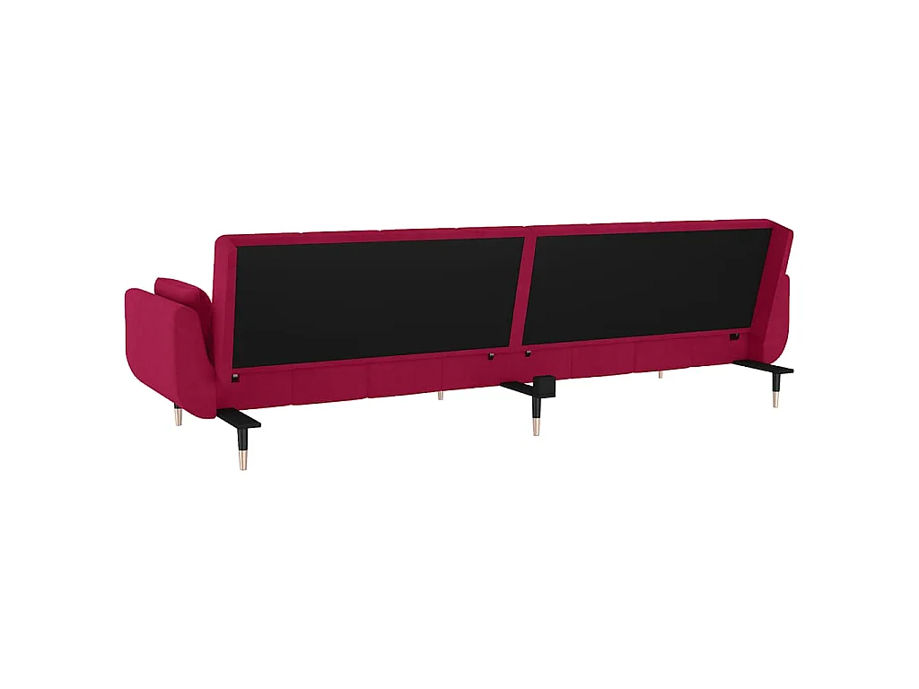 Canapé-lit à 2 places et deux oreillers Rouge bordeaux Velours