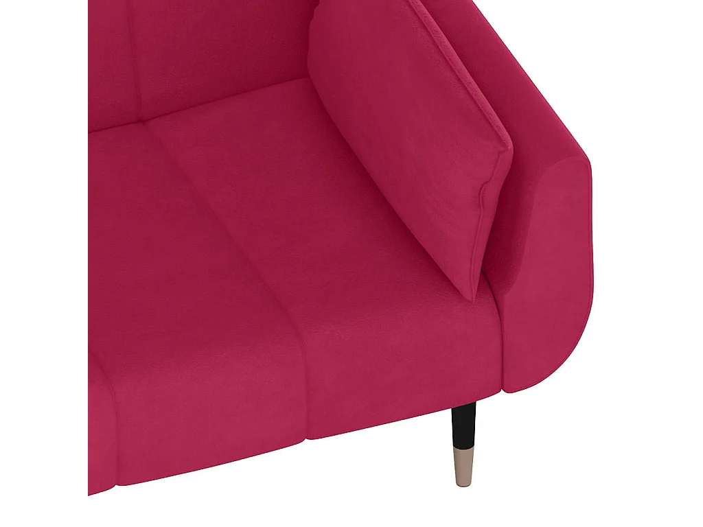 Canapé-lit à 2 places et deux oreillers Rouge bordeaux Velours
