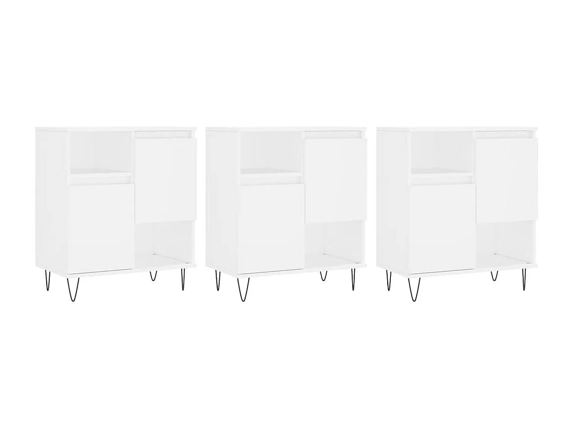 Buffets 3 pcs Blanc Bois d'ingénierie
