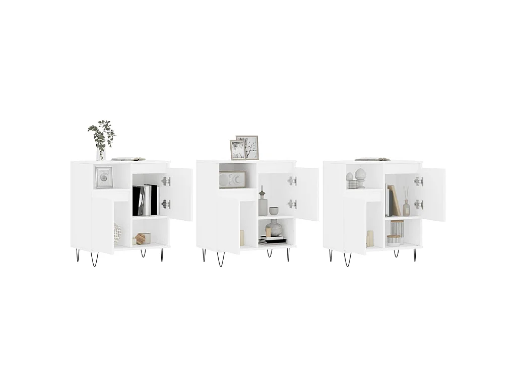 Buffets 3 pcs Blanc Bois d'ingénierie