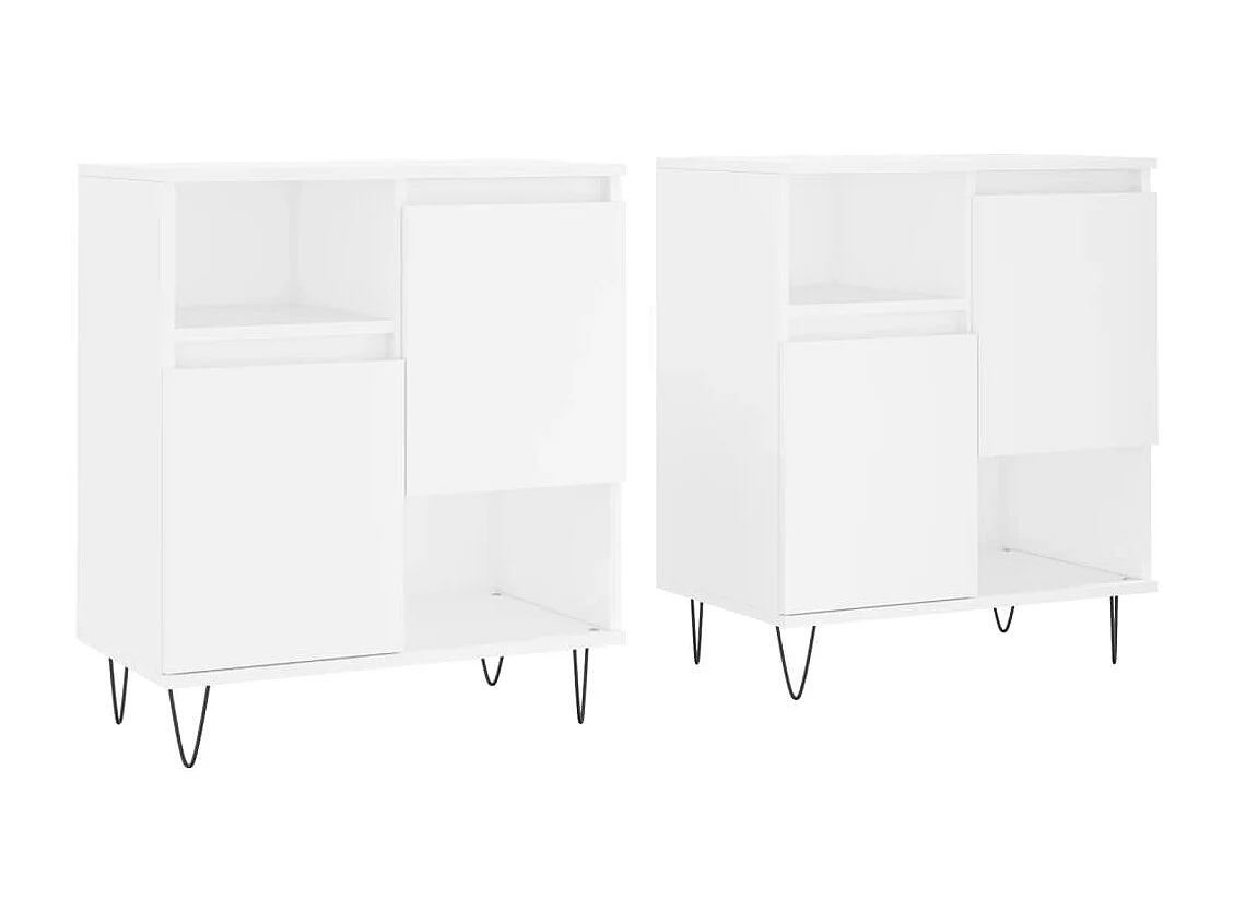 Buffets 2 pcs blanc bois d'ingénierie