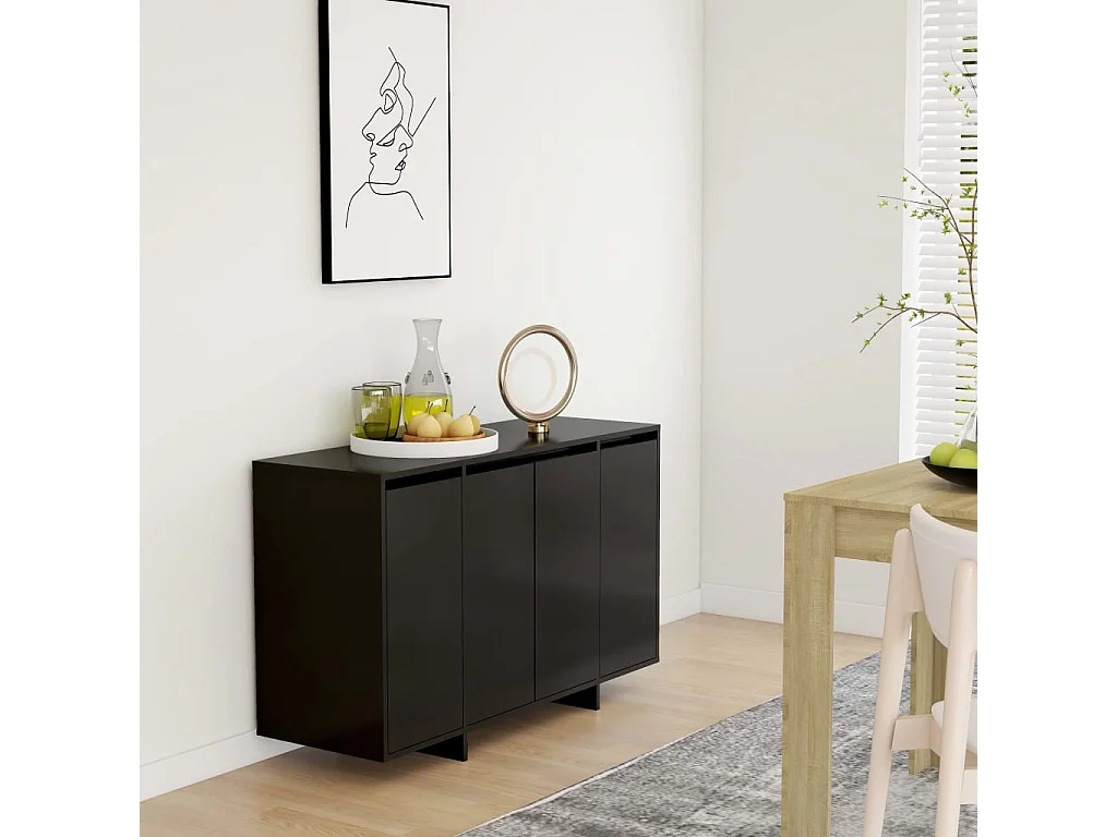 Buffet noir 120x41x75 cm bois d'ingénierie