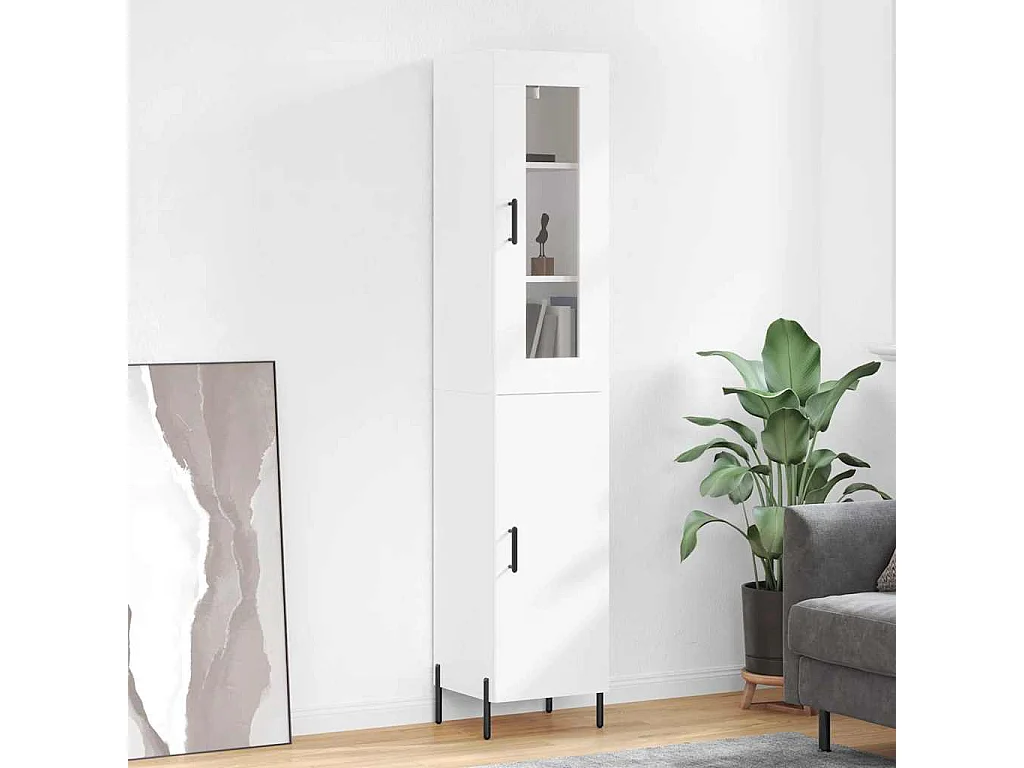 Buffet haut Blanc 34,5x34x180 cm Bois d'ingénierie