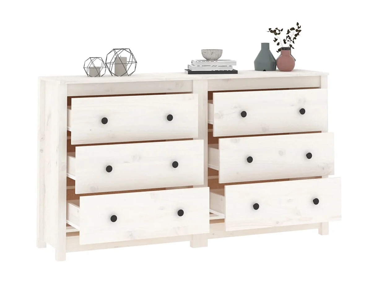Buffet Blanc 140x35x80 cm Bois massif de pin