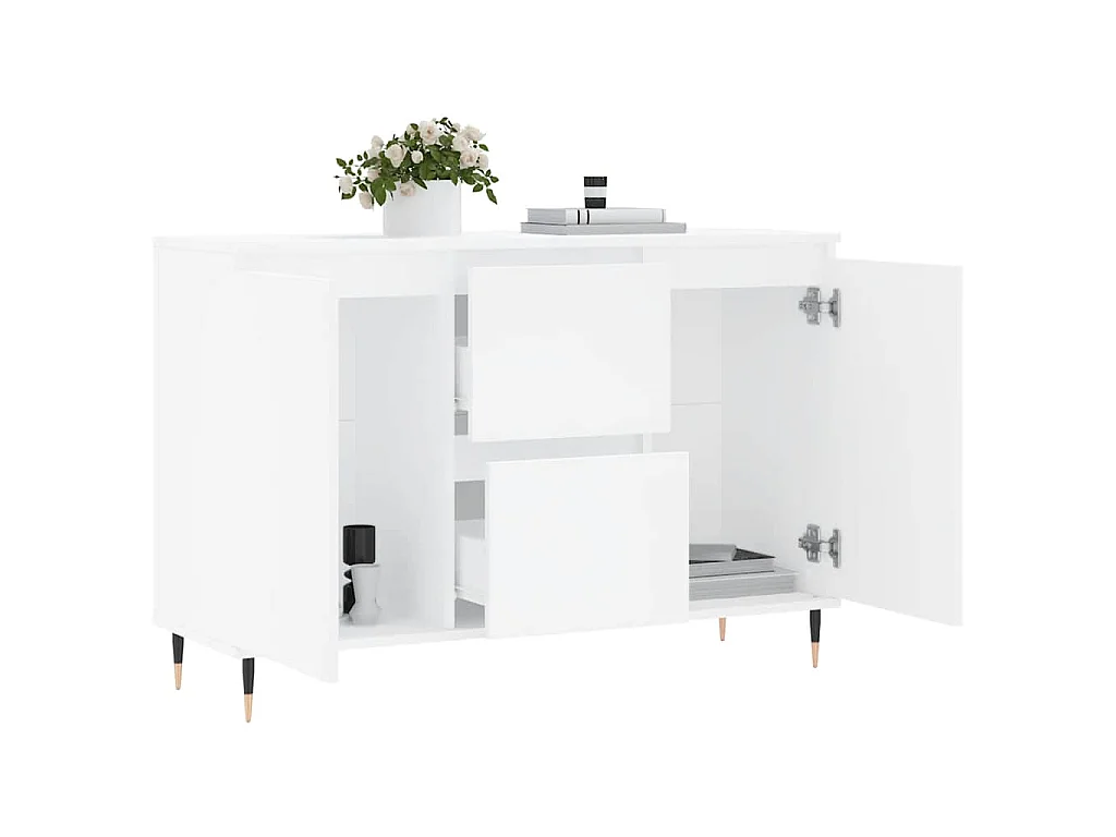 Buffet blanc 101,5x35x70 cm bois d'ingénierie