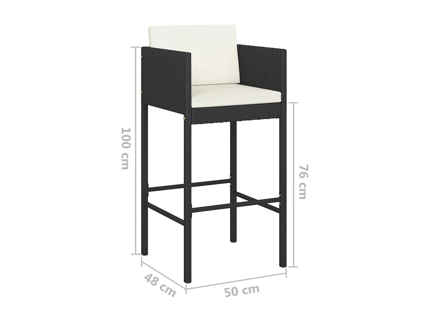 Set Bar da Giardino 5 pz con Cuscini in Polyrattan Nero