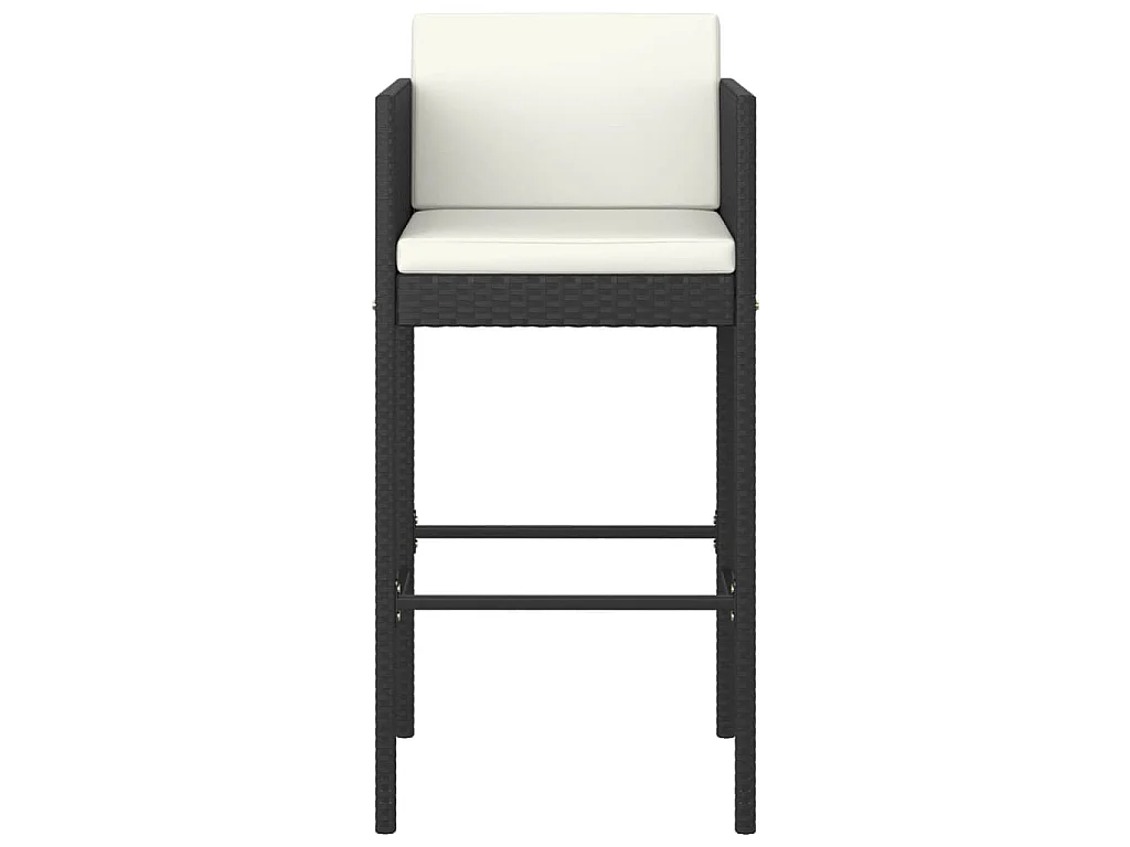 Ensemble de bar de jardin 5 pcs et coussins Résine tressée Noir