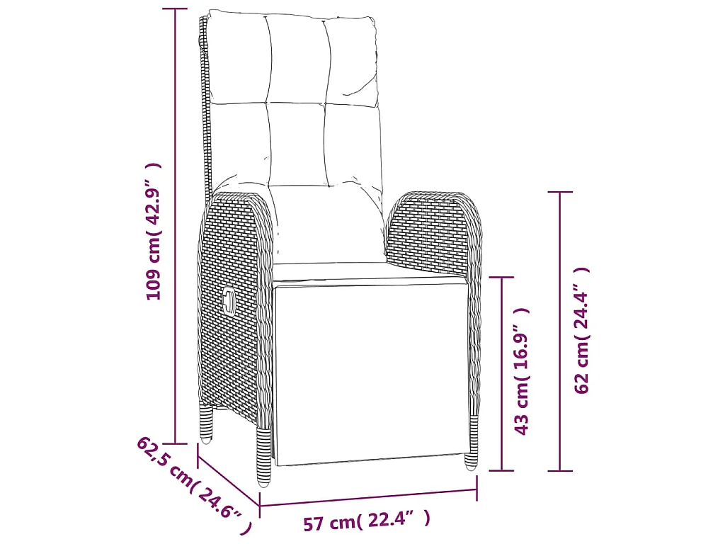 Ensemble à manger de jardin 9pcs et coussins noir et gris