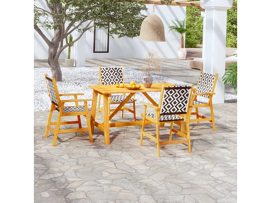 Ensemble à manger de jardin 5 pcs Bois d'acacia solide