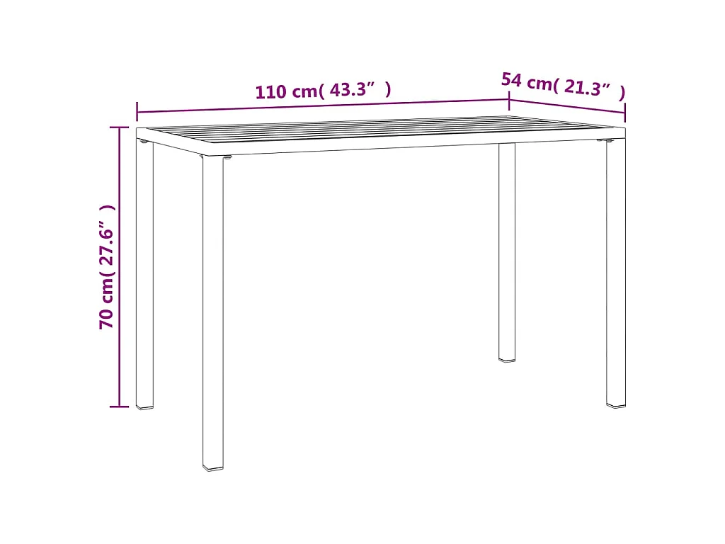 Table à manger de jardin anthracite 110x54x70 cm acier