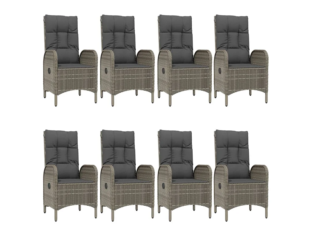 Ensemble à manger de jardin 9pcs et coussins noir et gris