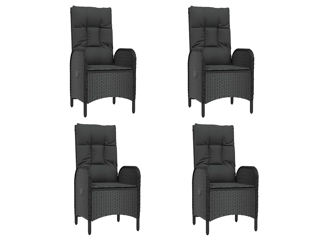 7-tlg. Garten-Essgruppe mit Kissen Schwarz Poly Rattan