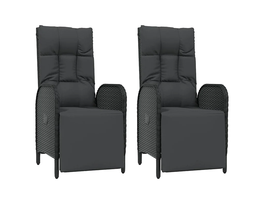 7-tlg. Garten-Essgruppe mit Kissen Schwarz Poly Rattan