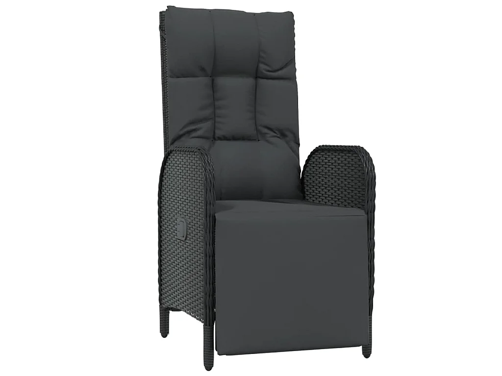 7-tlg. Garten-Essgruppe mit Kissen Schwarz Poly Rattan