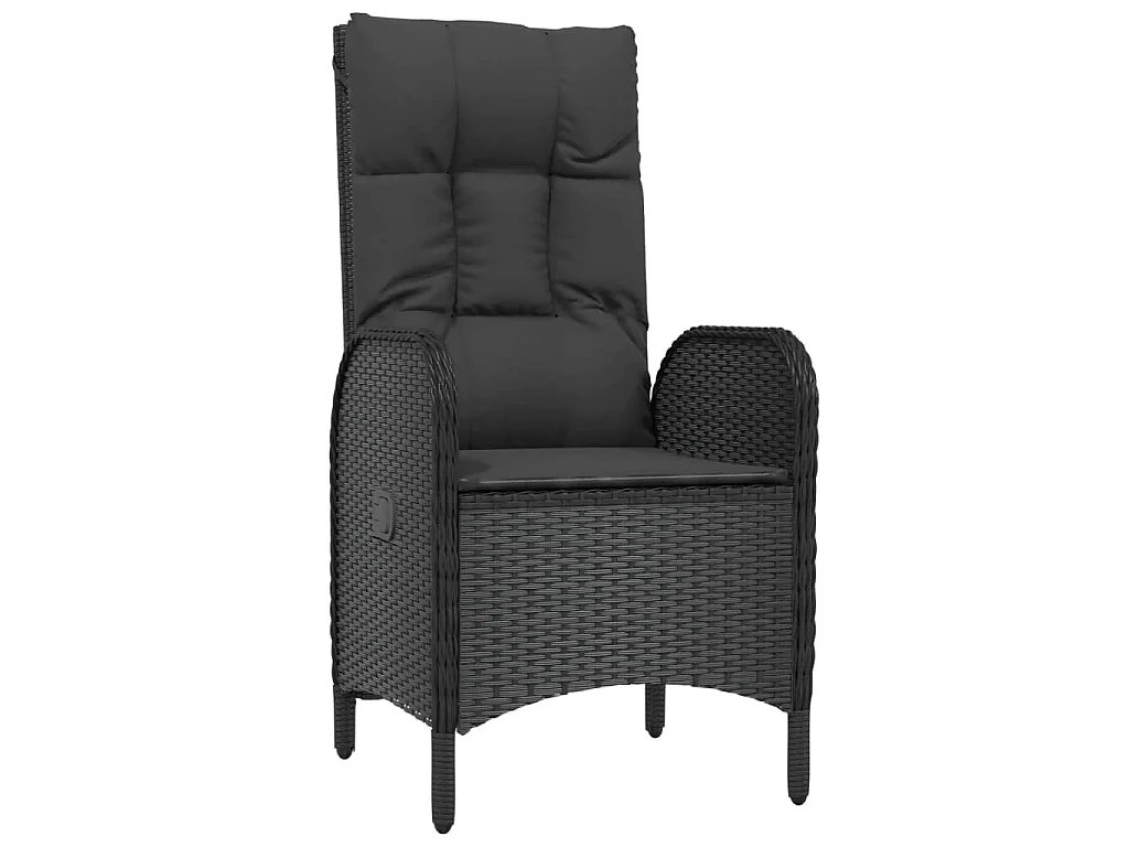 7-tlg. Garten-Essgruppe mit Kissen Schwarz Poly Rattan