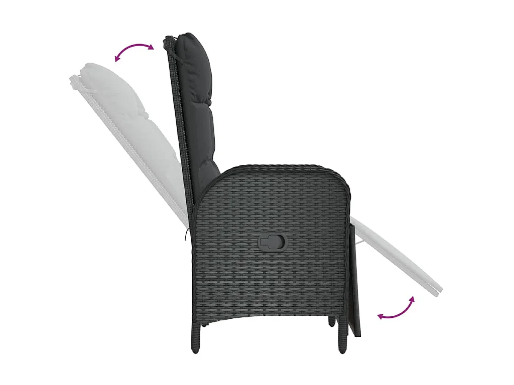 7-tlg. Garten-Essgruppe mit Kissen Schwarz Poly Rattan