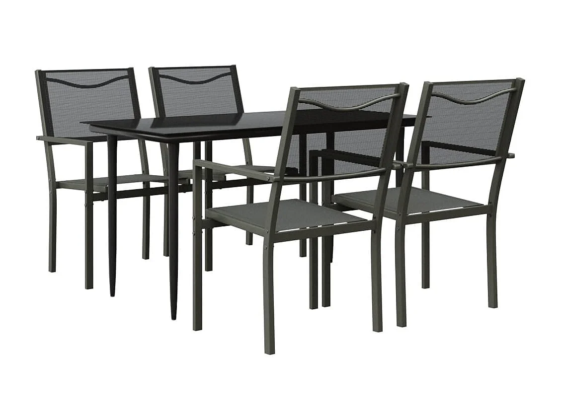 5-delige Tuinset textileen en staal zwart