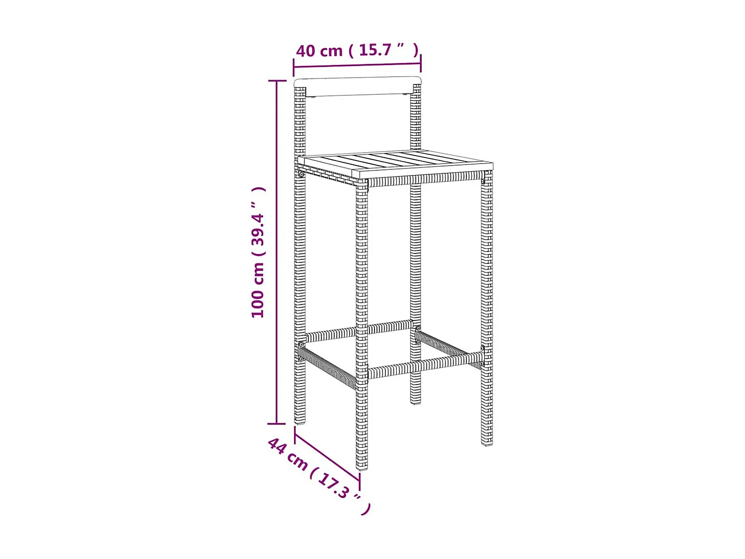 Set Bar Giardino 5 pz Nero Polyrattan e Legno Massello Acacia