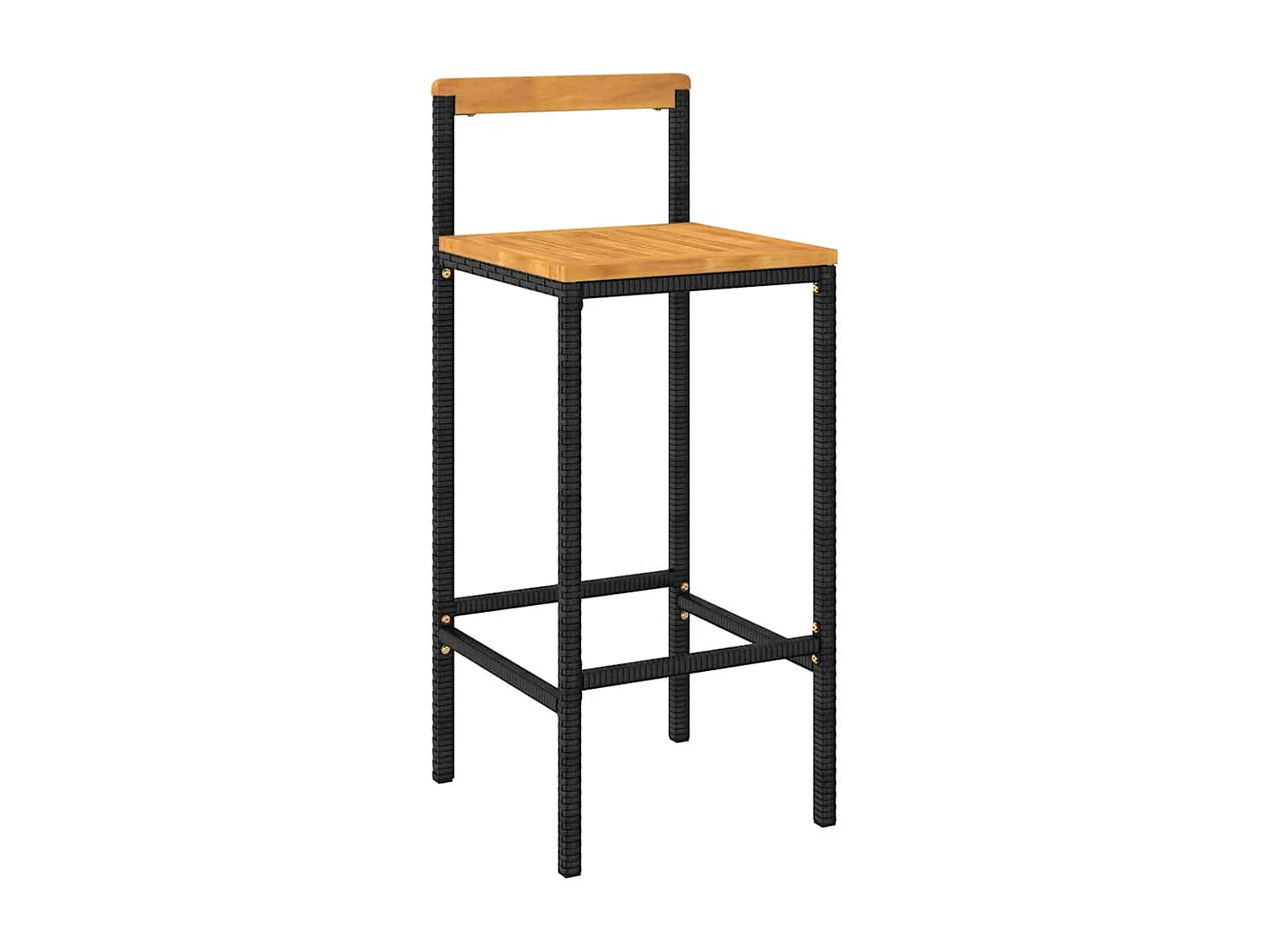 Set Bar Giardino 5 pz Nero Polyrattan e Legno Massello Acacia