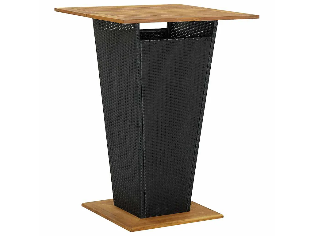Set Bar Giardino 5 pz Nero Polyrattan e Legno Massello Acacia