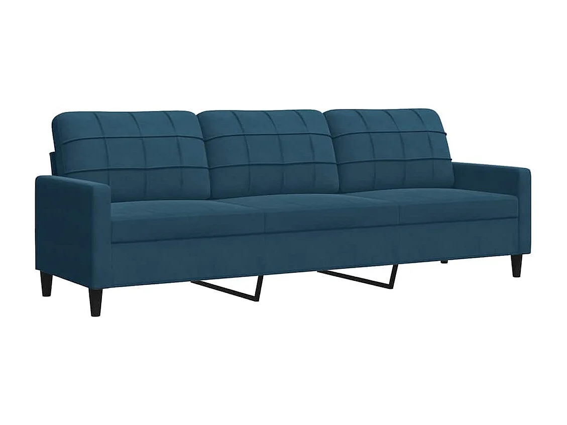 Ensemble de canapés 3pcs et coussins et traversins bleu velours
