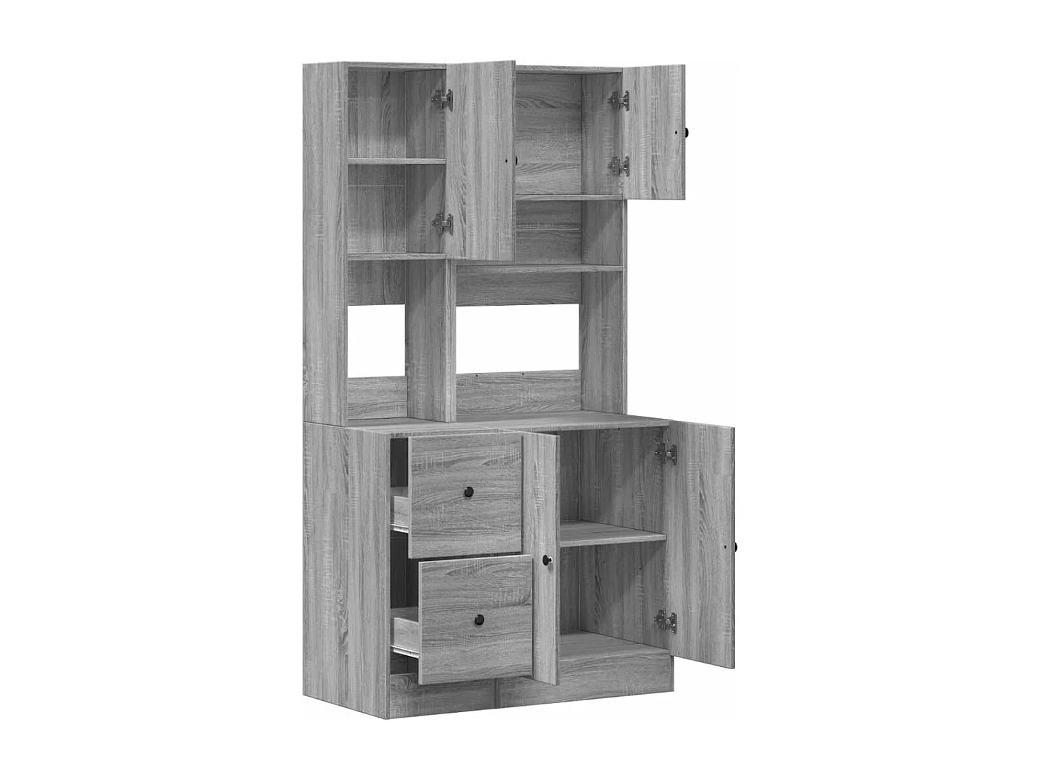 Keukenkast 95x50x180 cm bewerkt hout grijs sonoma eiken