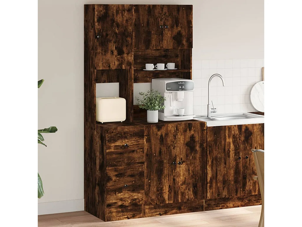 Armoire de cuisine chêne fumé 95x50x180 cm bois d'ingénierie