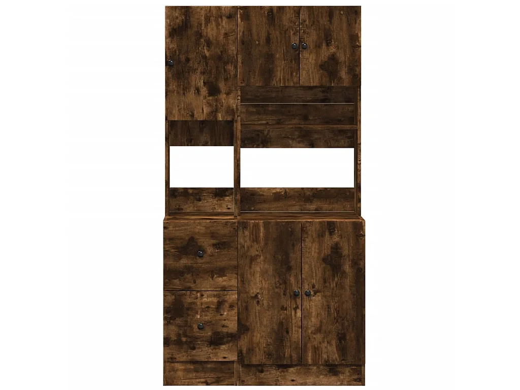 Keukenkast 95x50x180 cm bewerkt hout gerookt eikenkleurig
