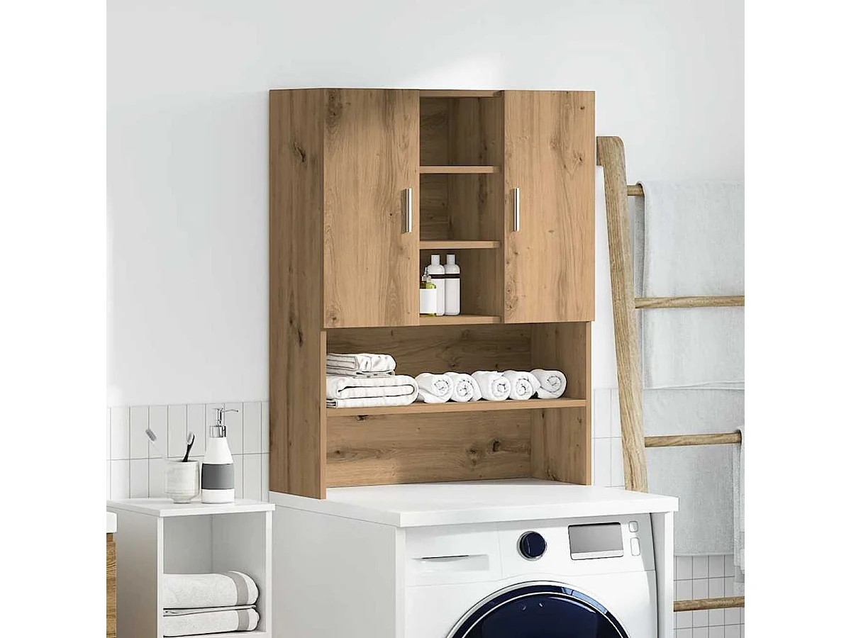 Armario auxiliar Dora 4 estantes + 2 puertas roble 90x70,5x25,5 cm