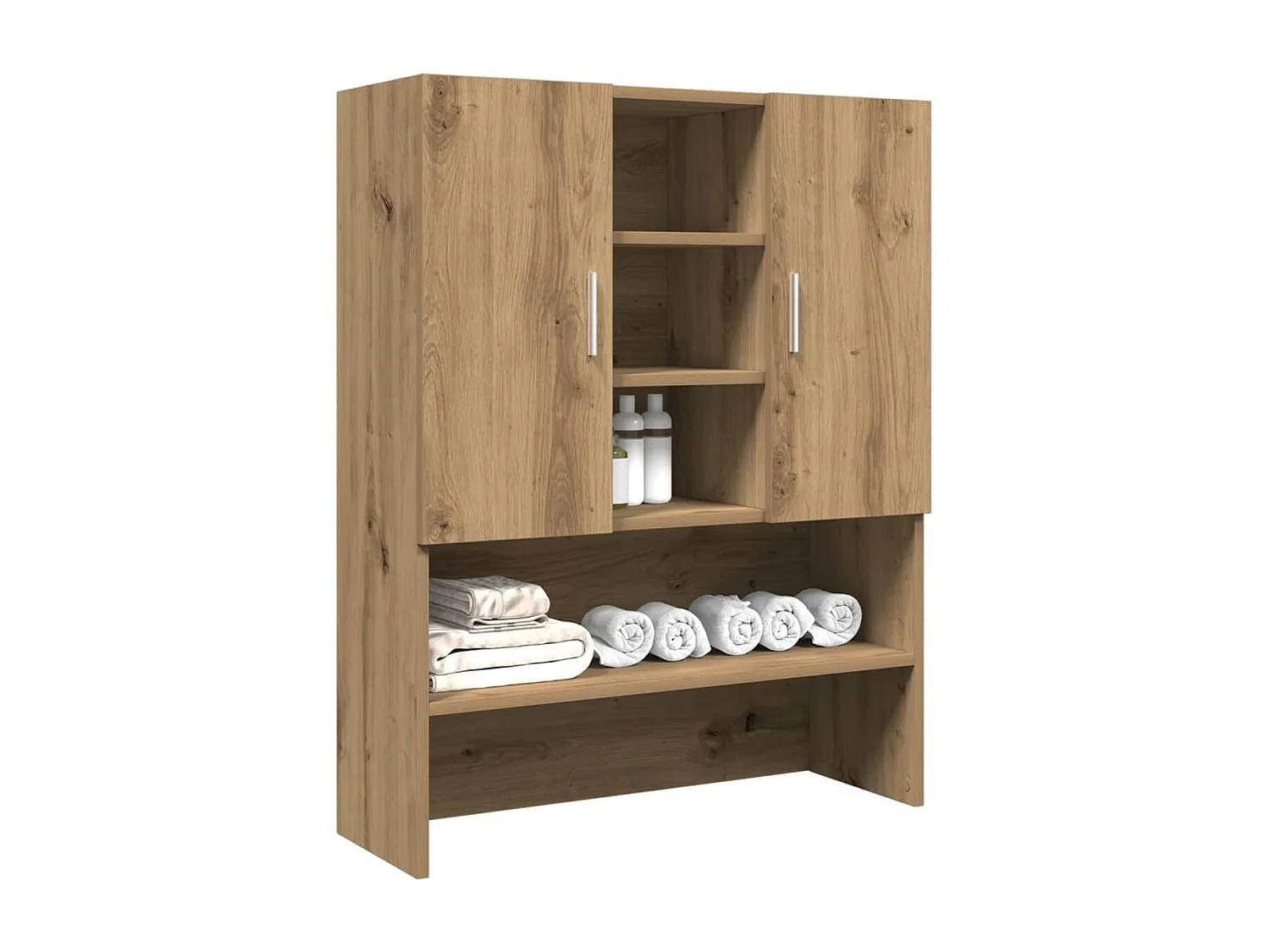 Armario auxiliar Dora 4 estantes + 2 puertas roble 90x70,5x25,5 cm