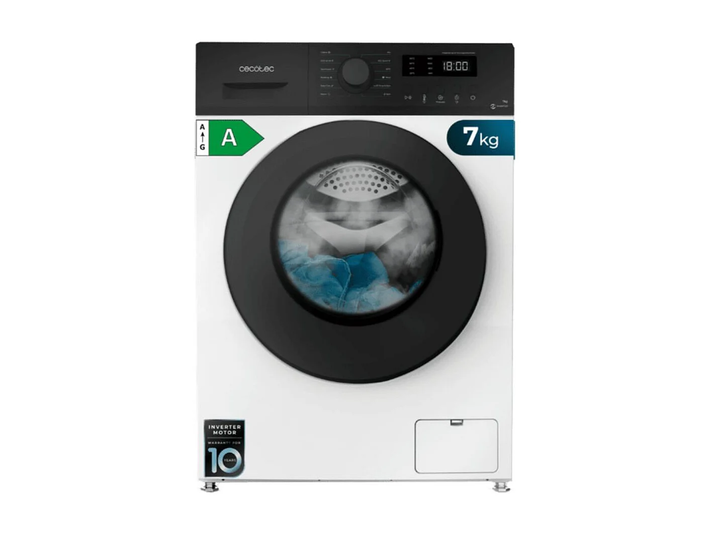 Lavadora carga frontal  Cecotec Bolero DressCode 7150 7kg 1400 rpm 12 programas A blanco/negro 59,5 cm