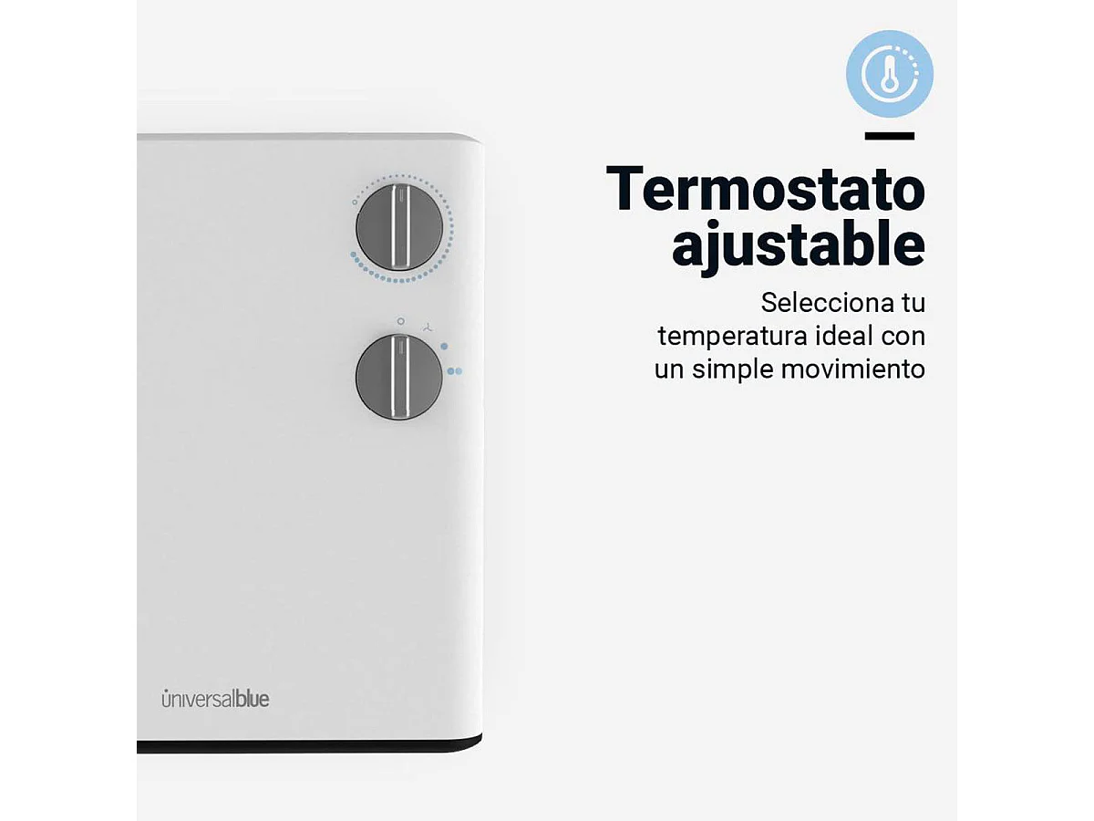 Calefactor ventilador Wakama 4020W Universal Blue 2000W diseño horizontal blanco