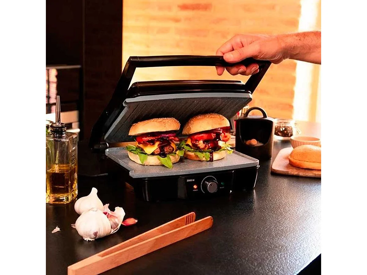 Parrilla eléctrica Cecotec Rock'nGrill 2000 Stone Ceramic Mix&Grill 2000W negro