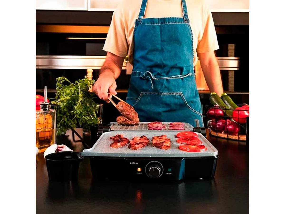 Parrilla eléctrica Cecotec Rock'nGrill 2000 Stone Ceramic Mix&Grill 2000W negro