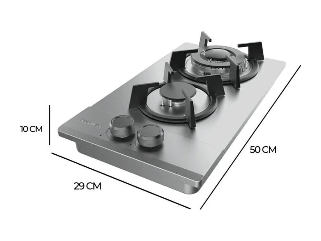 Placa de gas Cecotec Bolero Squad G 2200S 5250W 2 fuegos inox 29 cm