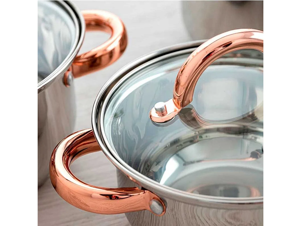 Batería de cocina Vanity Quid 7 piezas inox/bronce Ø14/Ø16/Ø20/Ø24 cm