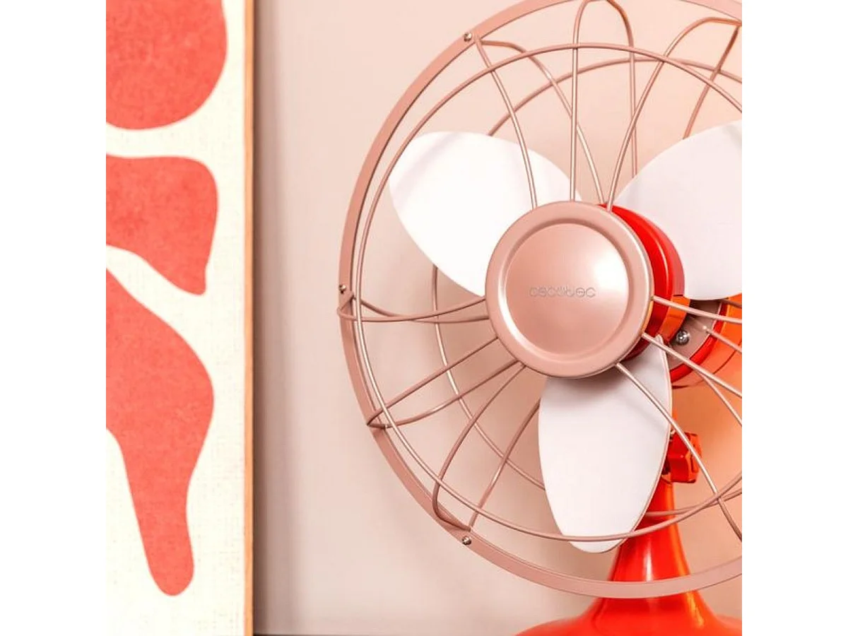 Ventilador de sobremesa Cecotec EnergySilence 1090 RetroDesk Design 40W 3 velocidades orientable rojo Ø30 cm